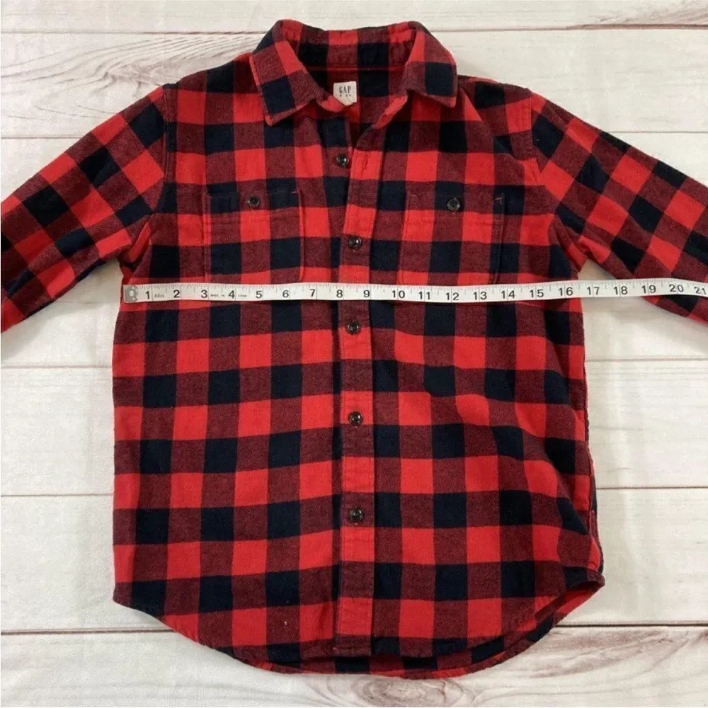 Gap Kids Red Buffalo Plaid Long Sleeve Button Down Flannel Shirt Size L